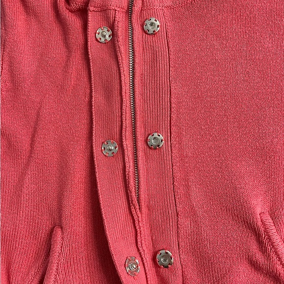 Boston Proper Women’s Pink Zip Up Sweater Size S Cotton Cashmere Blend Ribbed - Picture 6 of 7